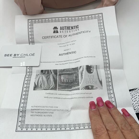 See by Chloe Bike Row Tote Nag in Pink Blush Nylon with COA - Picture 8 of 12